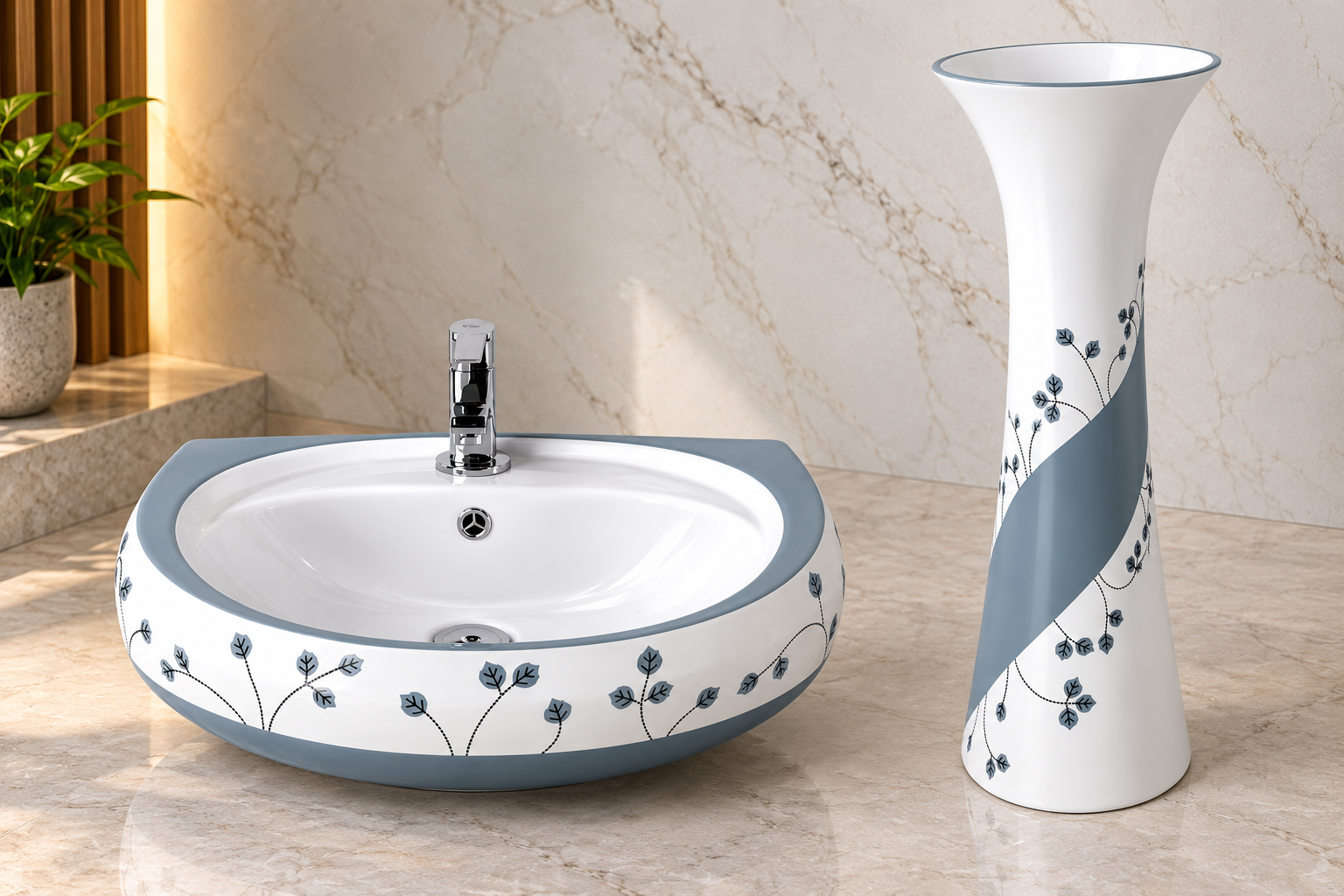 Sonet RP-1075, washbasin with pedestal (view 3)